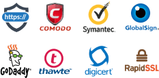 Lotogs of protection agencies including: Comodo, RapidSSL, Thawte, Digicert, GoDaddy and Symantec.