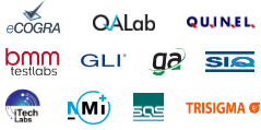 Logos of auditing agencies.Includes the logos of eCOGRA, QALab, GLI, iTechLabs, bmmtestlabs, QUINEL and more.
