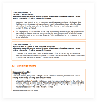 Regulation from UKGC. It states that all casino equipment can be inspected at any moment if the UKGC requests to do so.
