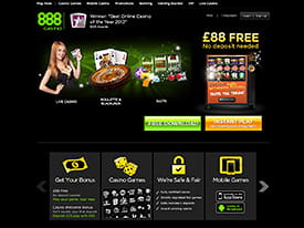 Screenshot of 888 Casino's Home Page