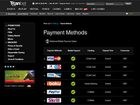 Means of Depositing and Withdrawing Funds at TitanBet