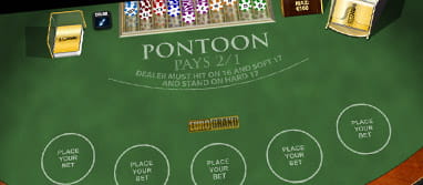 Pontoon game of blackjack