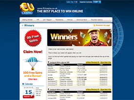 EuCasino Winners Page